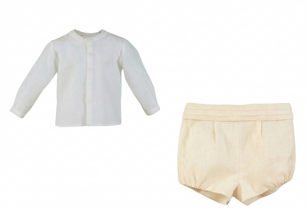 BOYS MAO COLLAR SHIRT AND CLASSIC SHORT 2P SET