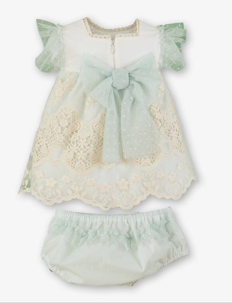 GIRLS TULLE AND LACE DRESS WITH BLOOMER 2P SET