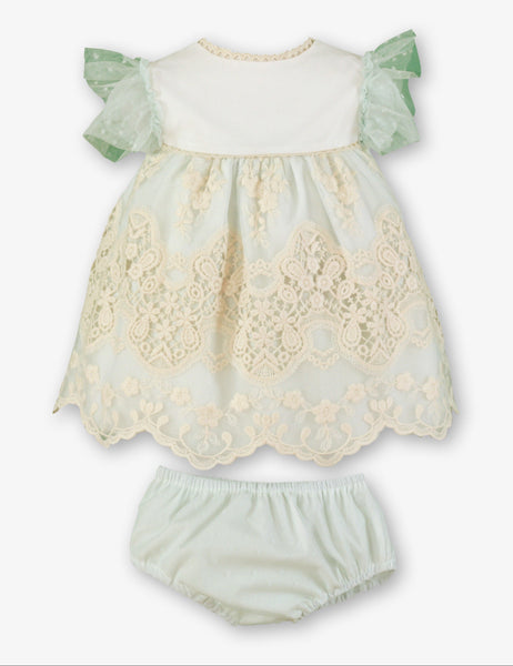 GIRLS TULLE AND LACE DRESS WITH BLOOMER 2P SET