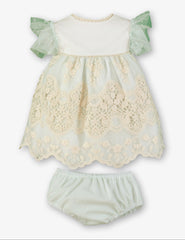 GIRLS TULLE AND LACE DRESS WITH BLOOMER 2P SET