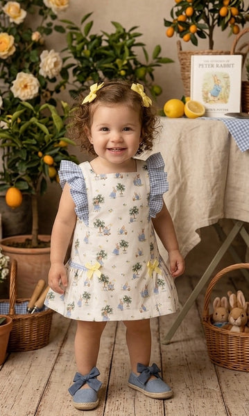 GIRLS BUNNIES WITH PLAID DRESS AND BLOOMER 2P SET