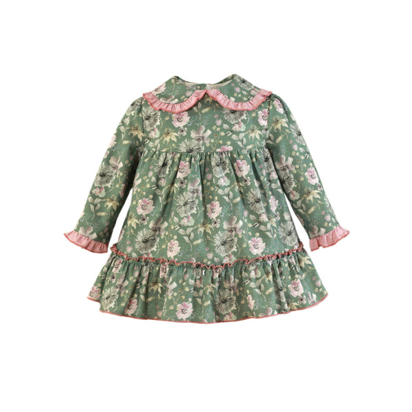 BABY GIRLS FLORAL GREEN DRESS