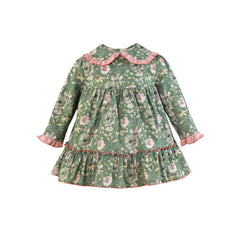 BABY GIRLS FLORAL GREEN DRESS