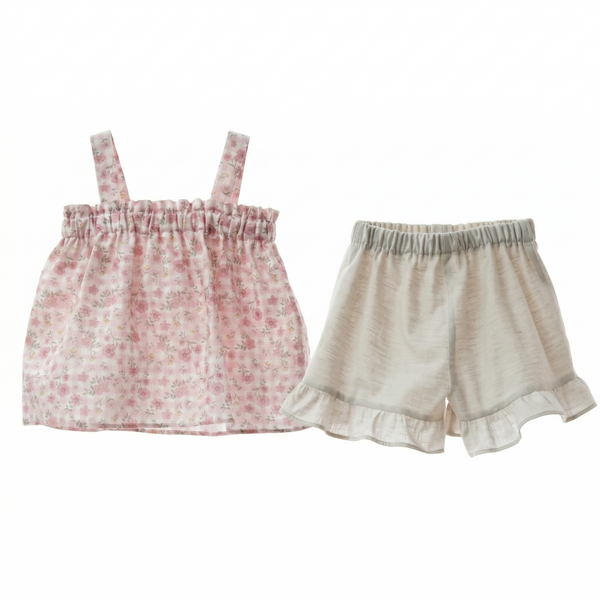 GIRLS FLORAL PLAID BLOUSE AND SHORT 2P PALMA