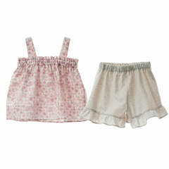 GIRLS FLORAL PLAID BLOUSE AND SHORT 2P PALMA