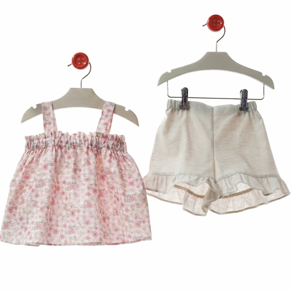 GIRLS FLORAL PLAID BLOUSE AND SHORT 2P PALMA