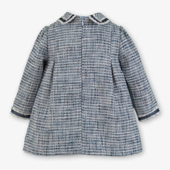 BABY VELVET BOW TWEED BLUE DRESS