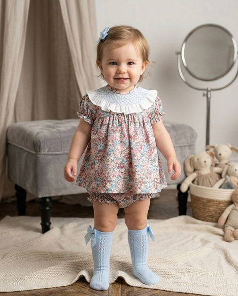 BABY FLORAL SMOCKED COLLAR DRESS SET ENCANTO