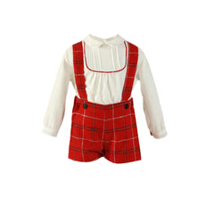 BOYS PLAID ROMPER AND GAUZE SHIRT SET