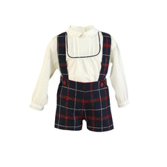 BOYS PLAID ROMPER AND GAUZE SHIRT SET