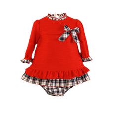 BABY GIRLS PLAID AND TWEED SHORT DRESS