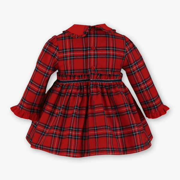 BABY RED TARTAN PRINT WITH COLLAR DRESS