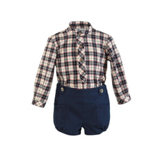 BABY PLAID DARK BLUE SHORT SET