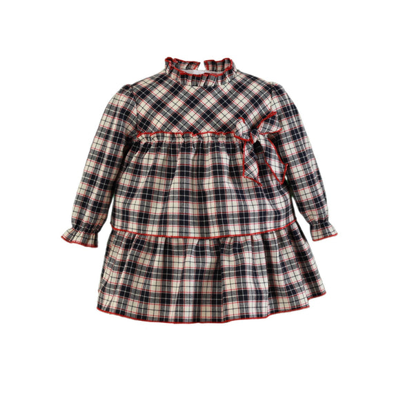 BABY GIRLS PLAID DARK BLUE DRESS