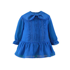 BABY GIRLS BOW COLLAR BLUE DRESS