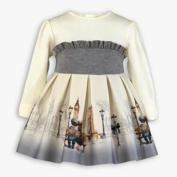 BABY LOVE IN LONDON PRINT GRAY DRESS