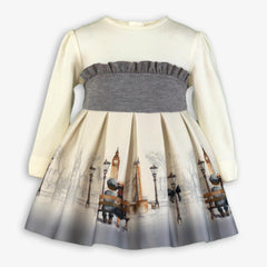 BABY LOVE IN LONDON PRINT GRAY DRESS