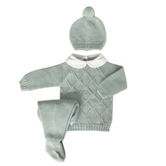 LIGHT BLUE NEWBORN DIAMOND DESIGN AND COLLAR 3P SET