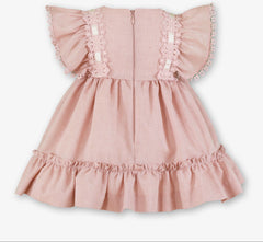 BABY LACE DETAIL AND RUFFLE SLEEVE DRESS