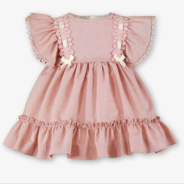 BABY LACE DETAIL AND RUFFLE SLEEVE DRESS