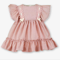 BABY LACE DETAIL AND RUFFLE SLEEVE DRESS