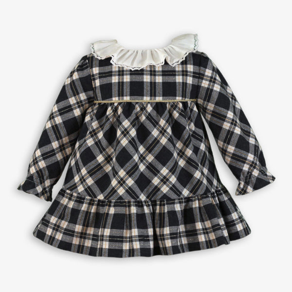 BABY GRAY AND WHITE CHECKED WITH WHITE COLLAR DRESS
