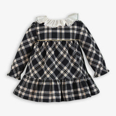 BABY GRAY AND WHITE CHECKED WITH WHITE COLLAR DRESS