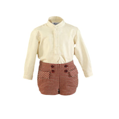 BOYS TWEED SHORT PANTS AND SHIRT SET