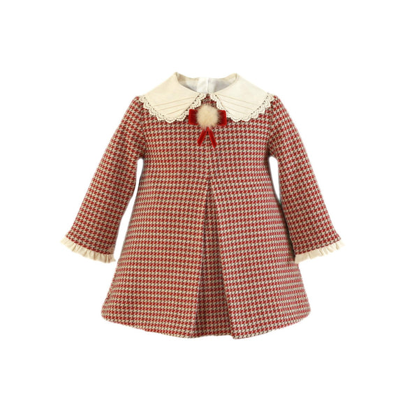 BABY GIRLS TWEED AND COLLAR DRESS