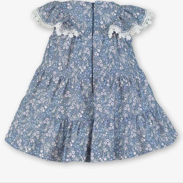 BABY BLUE FLOWERS RUFFLE COLLAR DRESS