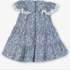 BABY BLUE FLOWERS RUFFLE COLLAR DRESS