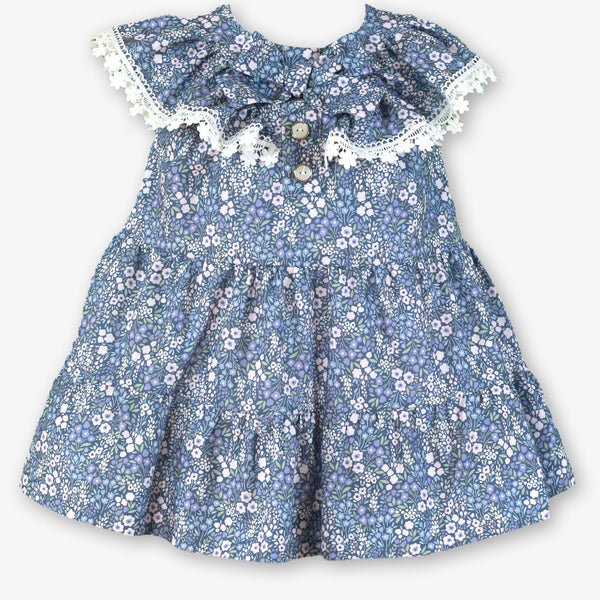 BABY BLUE FLOWERS RUFFLE COLLAR DRESS