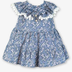 BABY BLUE FLOWERS RUFFLE COLLAR DRESS