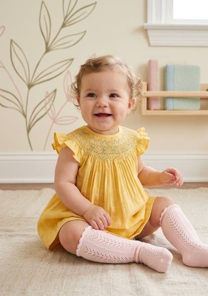 GIRLS SMOCKED YELLOW DRESS