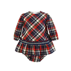 BABY GIRLS PLAID SHORT DRESS WITH BLOOMER