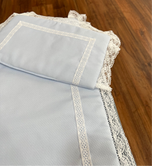 PIQUE EMBROIDERED LACE BABY BASSINET COVER SET