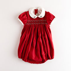 BABY SMOCKED RED ROMPER