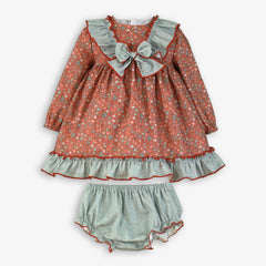 BABY GREEN LITTLE FLOWERS DRESS 2P SET