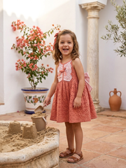 GIRLS EYELET VICHY RUFFLE AND BOW DRESS MAEMUKI