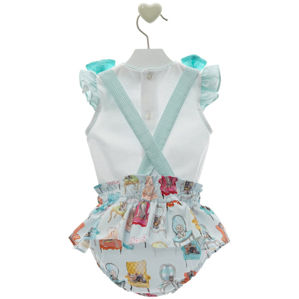 BABY DOG ON THE CHAIR ROMPER WITH BLOUSE SET TAURO