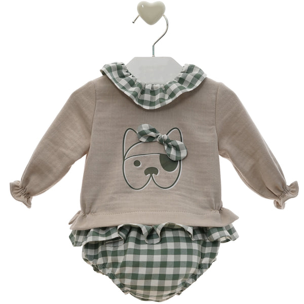 BABY GIRLS PLAID DOG FACE PRINT RANITA SET TAIPEI