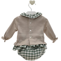 BABY GIRLS PLAID DOG FACE PRINT RANITA SET TAIPEI