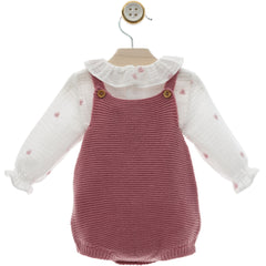 BABY KNITTED ROMPER WITH HEART BLOUSE SET ALGODON