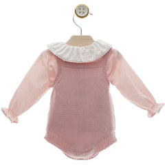 GIRL KNITTED ROMPER AND BLOUSE WITH RUFFLE COLLAR SET BATISTA