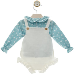 GIRL HOT AIR BALLOON KNIT OVERALLS AND RUFFLE COLLAR SHIRT SET TUL