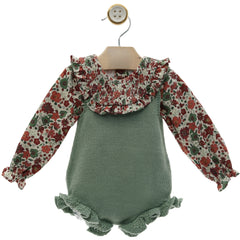 BABY AUTUMN BLOUSE WITH KNITTED ROMPER SET CRETONA