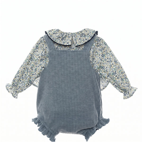 GIRLS FLORAL AND RUFFLE COLLAR BLOUSE WITH ROMPER COPENHAGUE