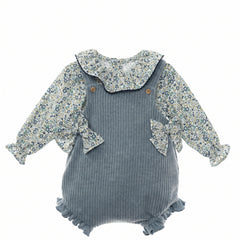 GIRLS FLORAL AND RUFFLE COLLAR BLOUSE WITH ROMPER COPENHAGUE