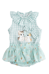 GIRLS KITTEN AND GINGHAM TOP WITH BLOOMER 2P SET MODENA