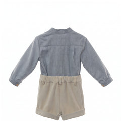 BOYS MAO COLLAR SHIRT AND CORDUROY SHORT SET TRINEO